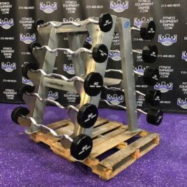 Iron Grip Urethane 20-110 lb. EZ Curl Bar Set w/Nautilus Rack